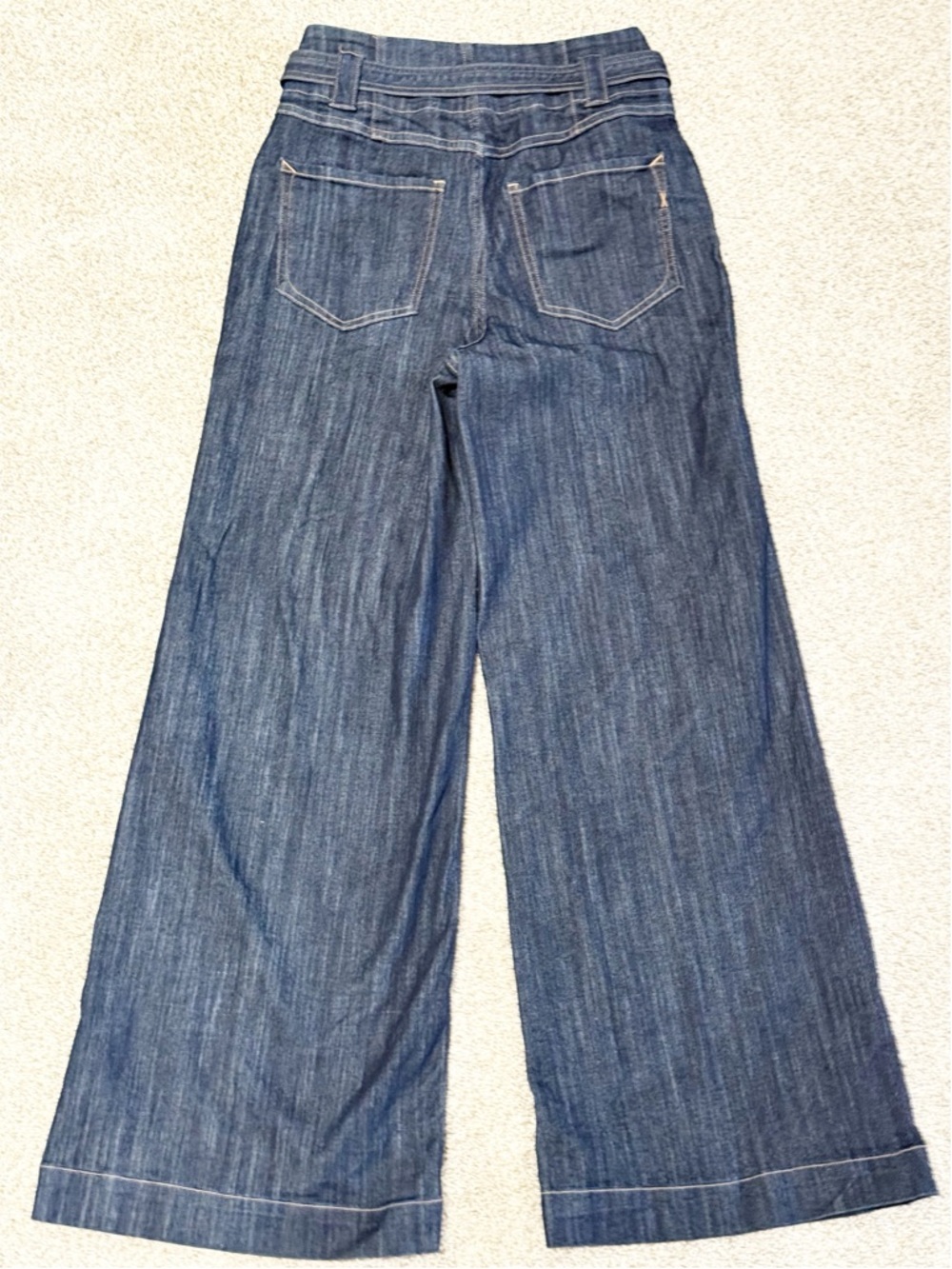 Express Wide Leg Super High Rise Stretch Jeans | Medium Wash | Size 6S (Short) - Picture 2 of 5